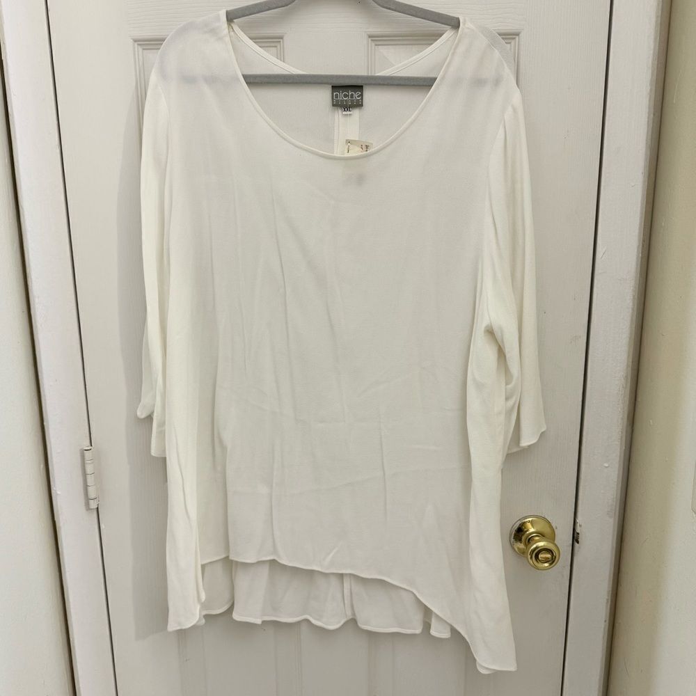 NWT Niche by Nilgun Derman Laguna Shirt Tunic Size XL White Boxy Lagenlook